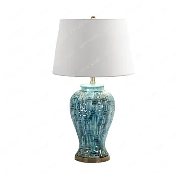 ЯРКАЯ современная керамическая настольная лампа LED Creative в американском стиле синего цвета для декора дома, гостиной, спальни